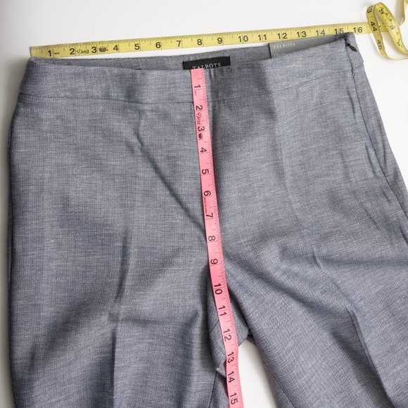 Talbots Chatham Pants Ankle Slim Leg Sharkskin Button Hem Blue Grey Size 8 New - Picture 10 of 10